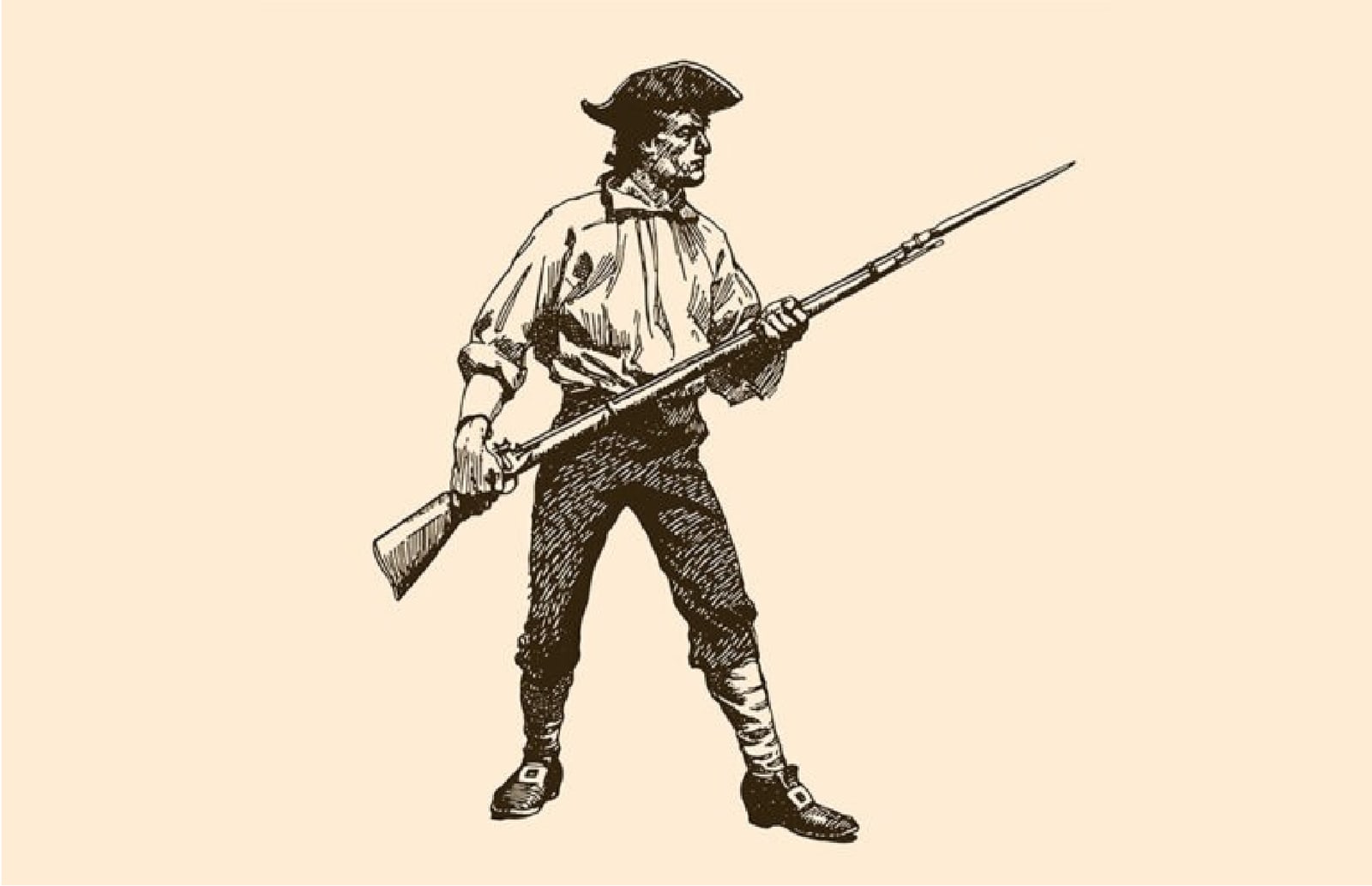 Illustration of an American minuteman holding a musket